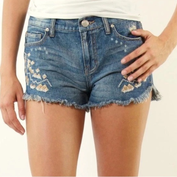 Free People Pants - Free People Embroidered Aztec Tribal Jeans Shorts